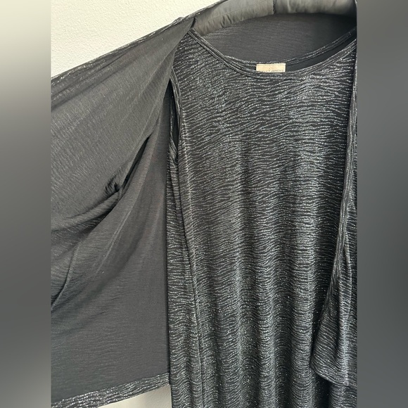 Susan Lawrence Black and Silver Glitter Knit Dress and Jacket Set XL - Picture 6 of 8